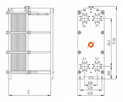 Теплообменник Сатурн (Ду 150) TX-53