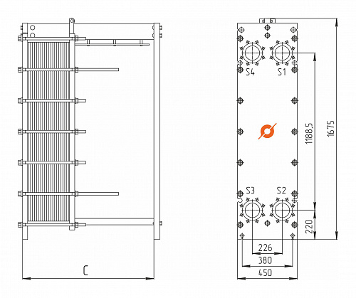 Теплообменник Сатурн (Ду 100) TX-40